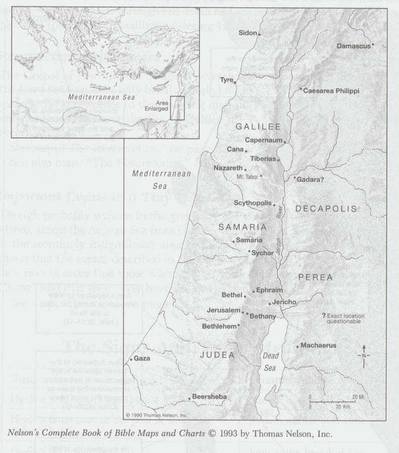 Map Of Palestine In The Time Of Christ. in a territory, Palestine,